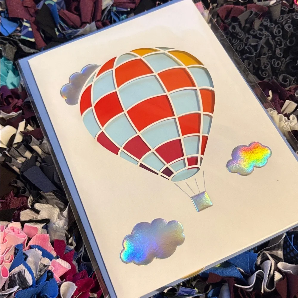 🆕Papyrus Iridescent Hot Air Balloon Blank Inside Card